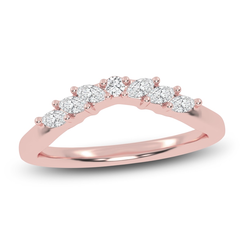 Main Image 1 of Created By Jared Studio Certified Marquise & Round-Cut Lab-Grown Diamond Contour Anniversary Ring 1/5 ct tw 14K Rose Gold