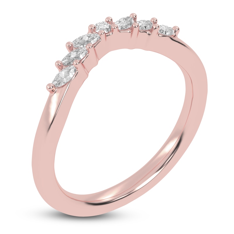 Main Image 2 of Created By Jared Studio Certified Marquise & Round-Cut Lab-Grown Diamond Contour Anniversary Ring 1/5 ct tw 14K Rose Gold