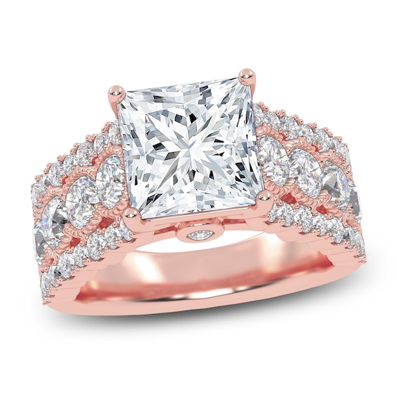 Princess-Cut Lab-Grown Diamond Engagement Ring 3-3/4 ct tw 14K Rose Gold