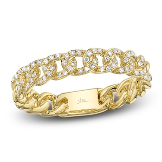 Shy Creation Diamond Curb Chain Ring 1/8 ct tw 14K Yellow Gold SC55022524Z7