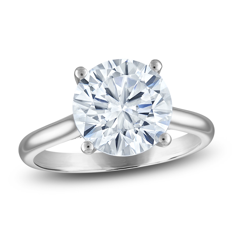 Main Image 1 of Round-Cut Lab-Grown Diamond Solitaire Plus Engagement Ring 3-5/8 ct tw Platinum (VS2/F)
