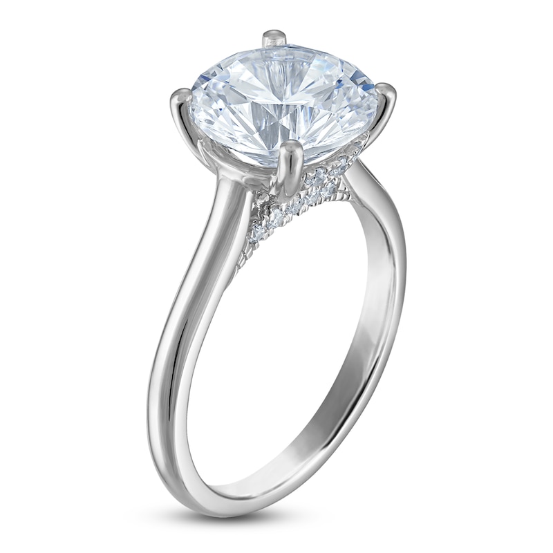 Main Image 2 of Round-Cut Lab-Grown Diamond Solitaire Plus Engagement Ring 3-5/8 ct tw Platinum (VS2/F)