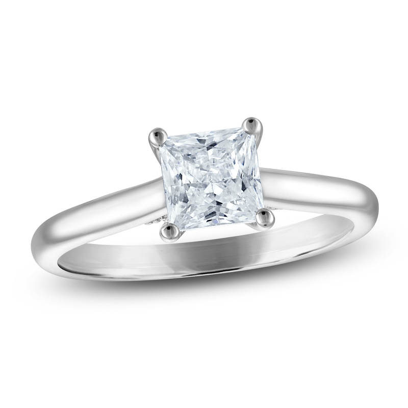 Main Image 1 of Princess-Cut Lab-Grown Diamond Solitaire Plus Engagement Ring 1 ct tw Platinum (VS2/F)
