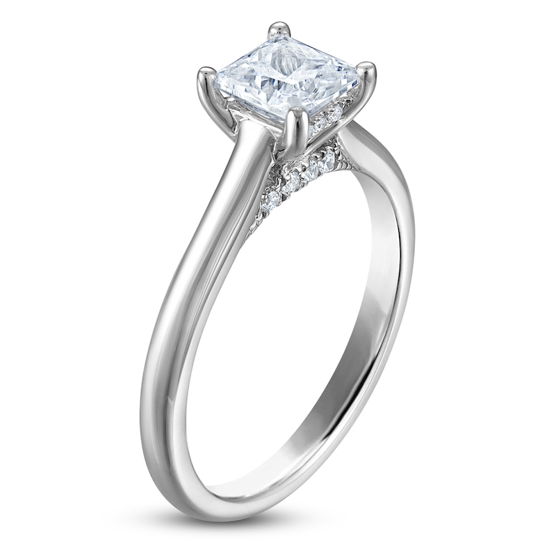Main Image 2 of Princess-Cut Lab-Grown Diamond Solitaire Plus Engagement Ring 1 ct tw Platinum (VS2/F)