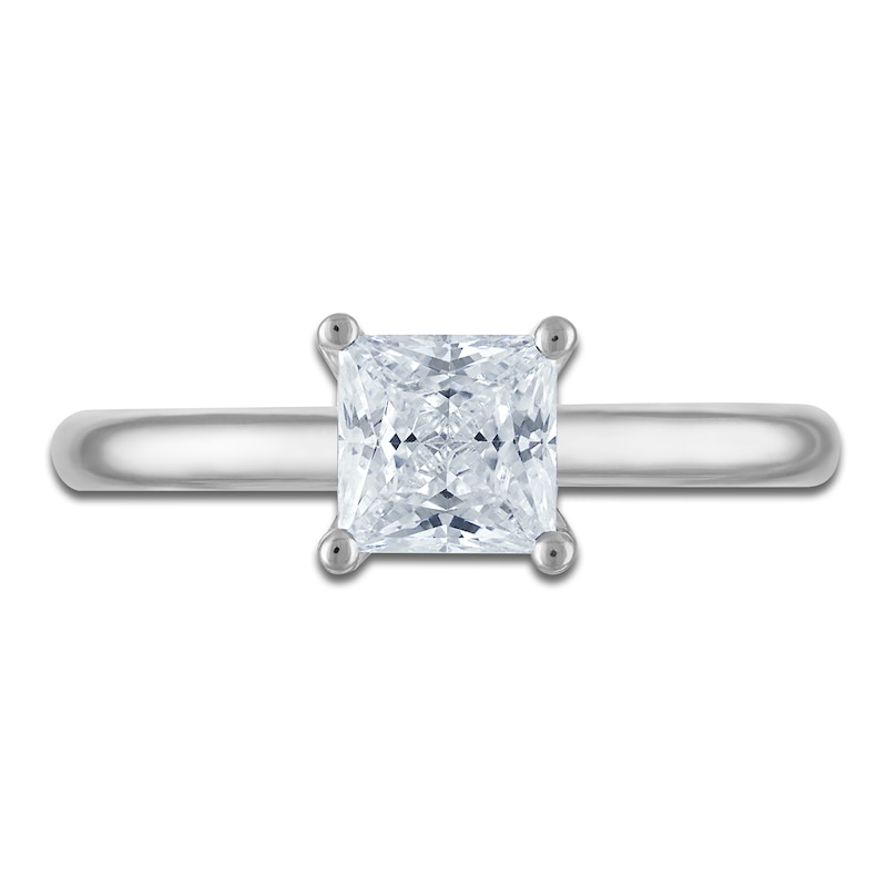 Main Image 3 of Princess-Cut Lab-Grown Diamond Solitaire Plus Engagement Ring 1 ct tw Platinum (VS2/F)