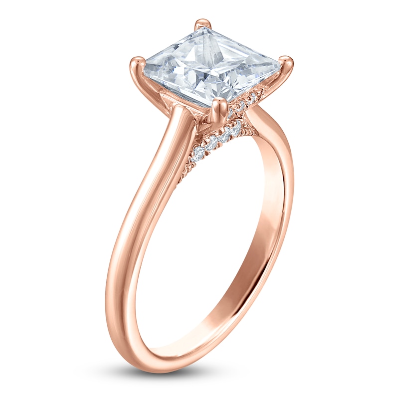 Main Image 2 of Princess-Cut Lab-Grown Diamond Solitaire Plus Engagement Ring 2-5/8 ct tw 18K Rose Gold (VS2/F)