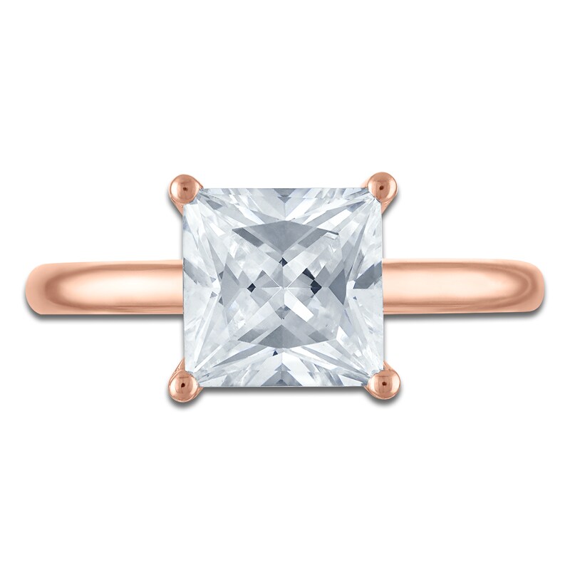 Main Image 3 of Princess-Cut Lab-Grown Diamond Solitaire Plus Engagement Ring 2-5/8 ct tw 18K Rose Gold (VS2/F)
