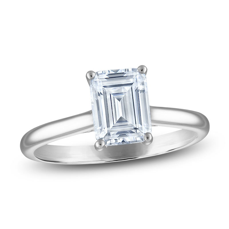 Main Image 1 of Emerald-Cut Lab-Grown Diamond Solitaire Plus Engagement Ring 1-5/8 ct tw Platinum (VS2/F)