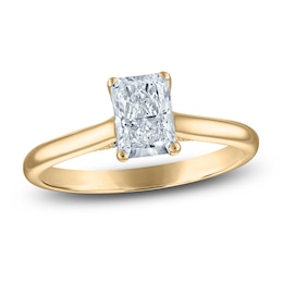 Radiant-Cut Lab-Grown Diamond Solitaire Plus Engagement Ring 1 ct tw 18K Yellow Gold (VS2/F)