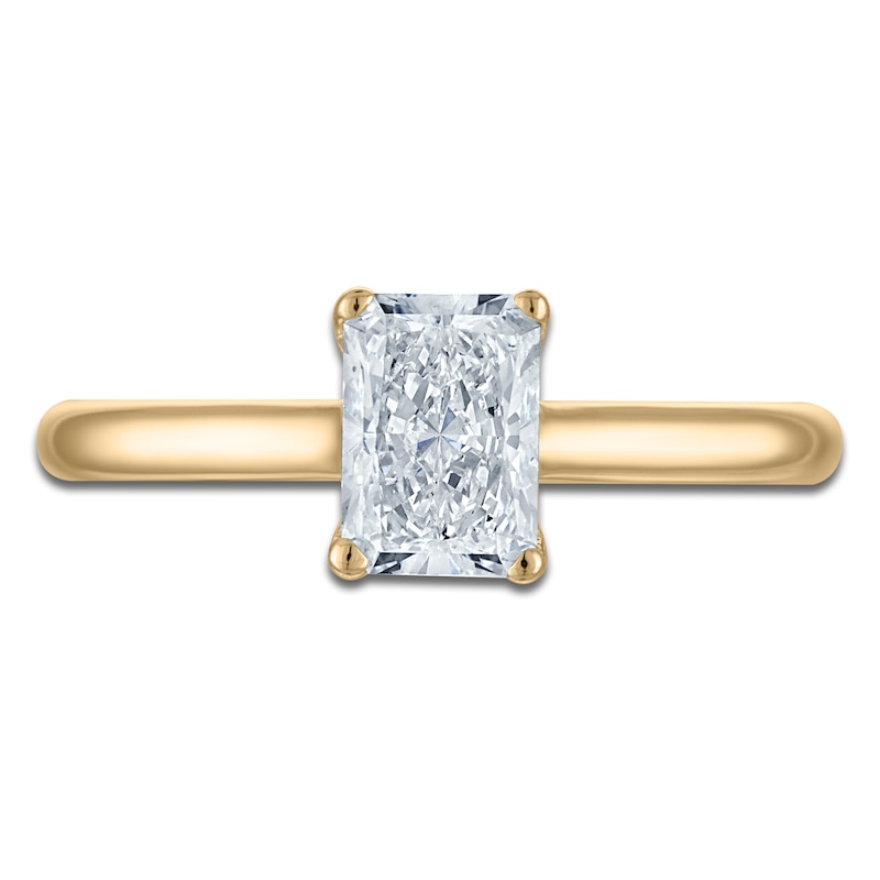 Main Image 3 of Radiant-Cut Lab-Grown Diamond Solitaire Plus Engagement Ring 1 ct tw 18K Yellow Gold (VS2/F)