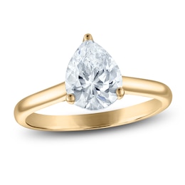 Pear-Shaped Lab-Grown Diamond Solitaire Plus Engagement Ring 1 ct tw 18K Yellow Gold (VS2/F)