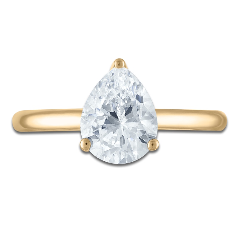 Main Image 3 of Pear-Shaped Lab-Grown Diamond Solitaire Plus Engagement Ring 1 ct tw 18K Yellow Gold (VS2/F)