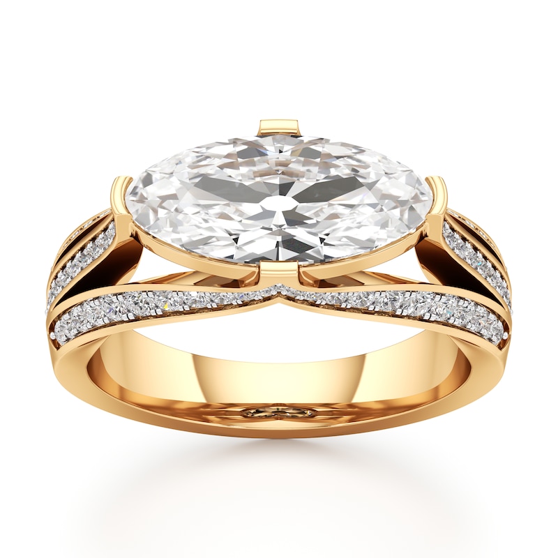 Main Image 1 of J'Lure Lab-Grown Diamond Moval Old-Cut Engagement Ring 2-3/8 ct tw 18K Yellow Gold