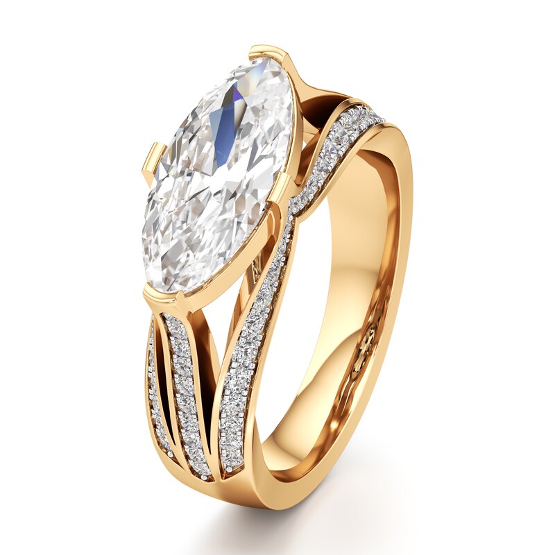 Main Image 4 of J'Lure Lab-Grown Diamond Moval Old-Cut Engagement Ring 2-3/8 ct tw 18K Yellow Gold
