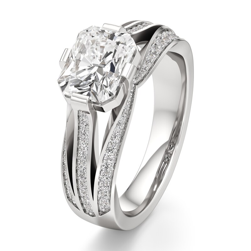 Main Image 4 of J'Lure Lab-Grown Diamond Radiant Brilliant-Cut Engagement Ring 2-3/8 ct tw 18K White Gold