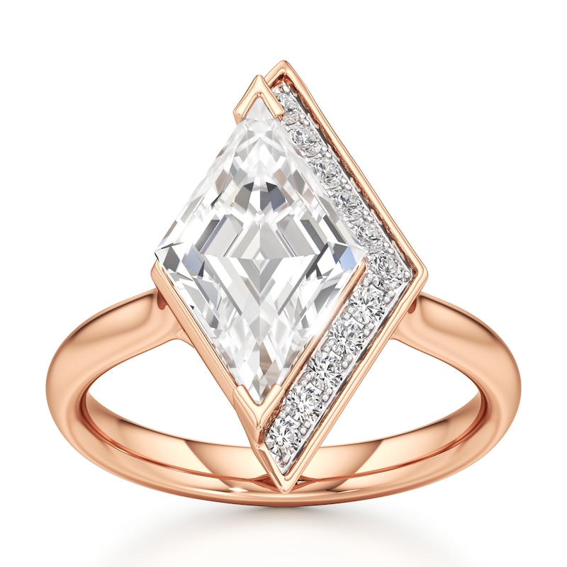 Main Image 1 of J'Lure Lozenge Step-Cut Lab-Created Diamond Half-Halo Engagement Ring 3-1/6 ct tw 18K Rose Gold
