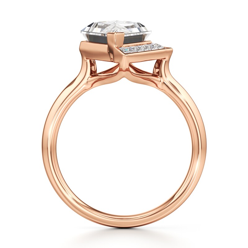 Main Image 2 of J'Lure Lozenge Step-Cut Lab-Created Diamond Half-Halo Engagement Ring 3-1/6 ct tw 18K Rose Gold