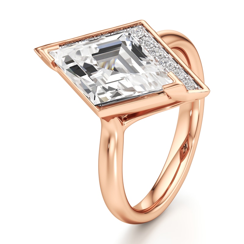 Main Image 4 of J'Lure Lozenge Step-Cut Lab-Created Diamond Half-Halo Engagement Ring 3-1/6 ct tw 18K Rose Gold