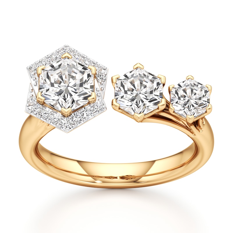 Main Image 1 of J'Lure Hexagon Brilliant-Cut Lab-Grown Diamond Engagement Ring 2-1/6 ct tw 18K Yellow Gold