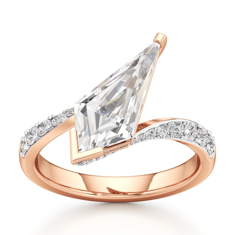 Main Image 1 of J'Lure Kite Step-Cut Lab-Grown Diamond Bypass Engagement Ring 2-1/2 ct tw 18K Rose Gold