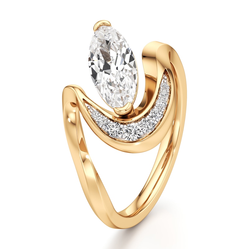 Main Image 4 of J'Lure Moval Old-Cut Lab-Grown Diamond Engagement Ring 1 ct tw 18K Yellow Gold