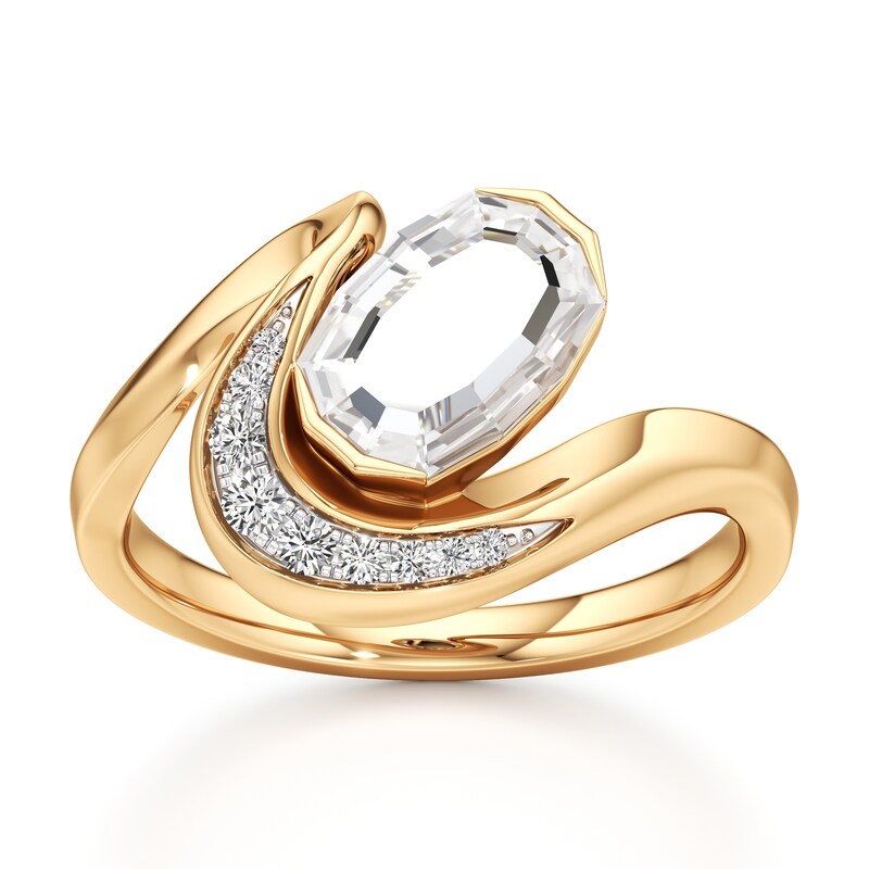 Main Image 1 of J'Lure Oval Portrait-Cut Lab-Grown Diamond Engagement Ring 1 ct tw 18K Yellow Gold