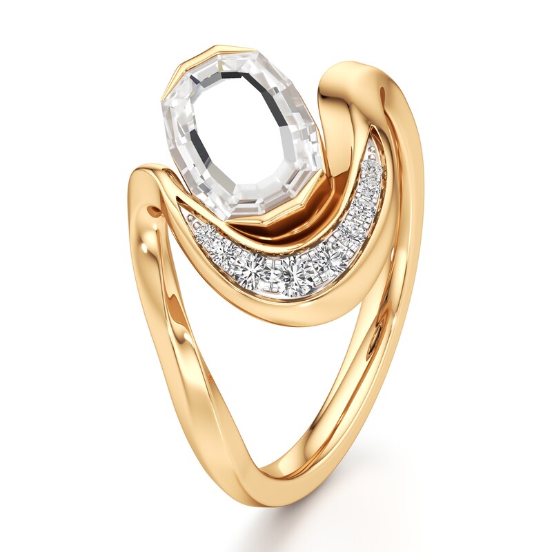 Main Image 4 of J'Lure Oval Portrait-Cut Lab-Grown Diamond Engagement Ring 1 ct tw 18K Yellow Gold