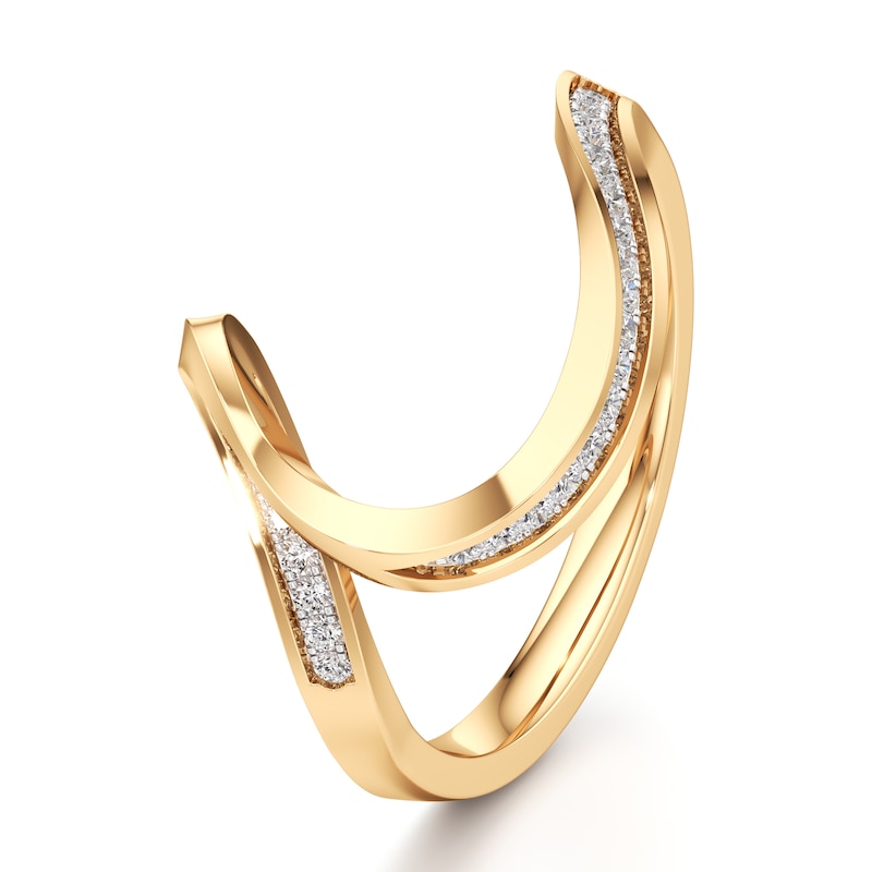 Main Image 4 of J'Lure Lab-Grown Diamond Contour Wedding Band 1/6 ct tw 18K Yellow Gold