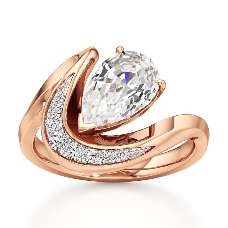 Main Image 1 of J'Lure Pear Step-Cut Lab-Grown Diamond Engagement Ring 2 ct tw 18K Rose Gold