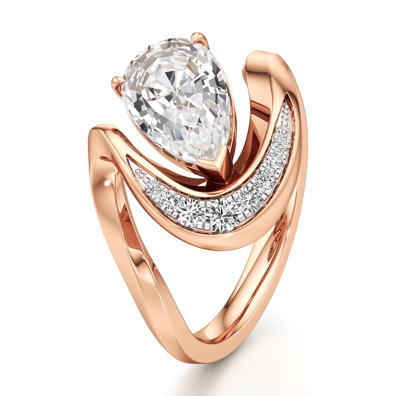 Main Image 4 of J'Lure Pear Step-Cut Lab-Grown Diamond Engagement Ring 2 ct tw 18K Rose Gold