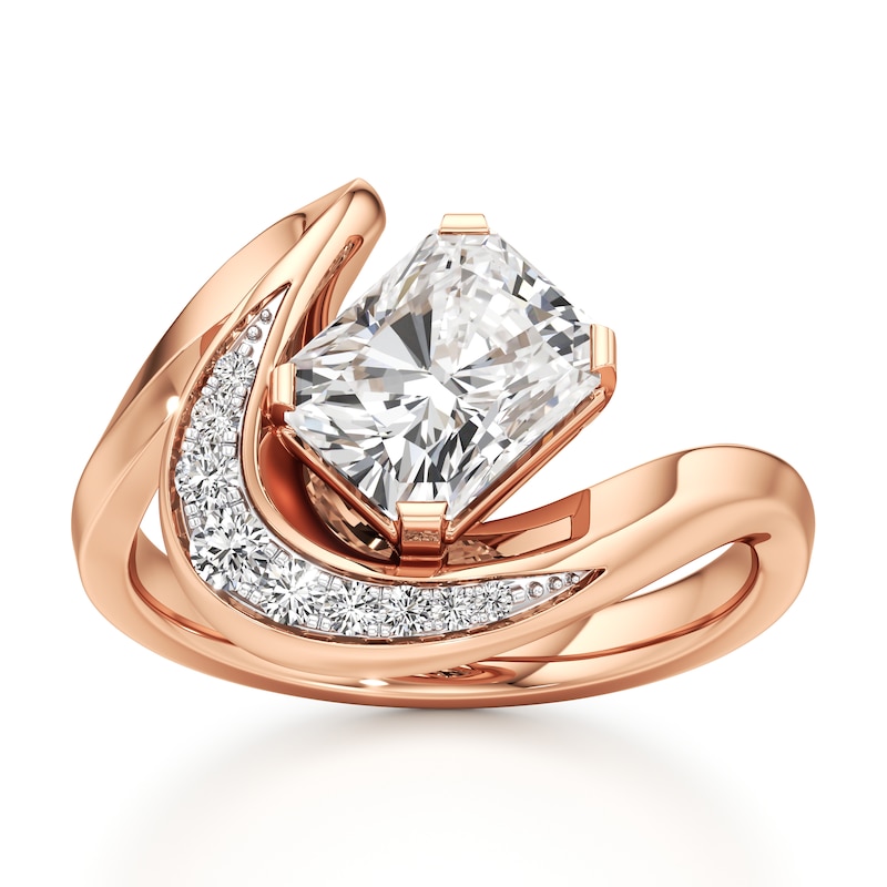 Main Image 1 of J'Lure Radiant Brilliant-Cut Lab-Grown Diamond Engagement Ring 2 ct tw 18K Rose Gold