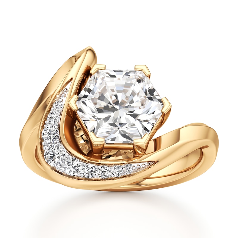 Main Image 1 of J'Lure Hexagon Brilliant-Cut Lab-Grown Diamond Engagement Ring 3 ct tw 18K Yellow Gold