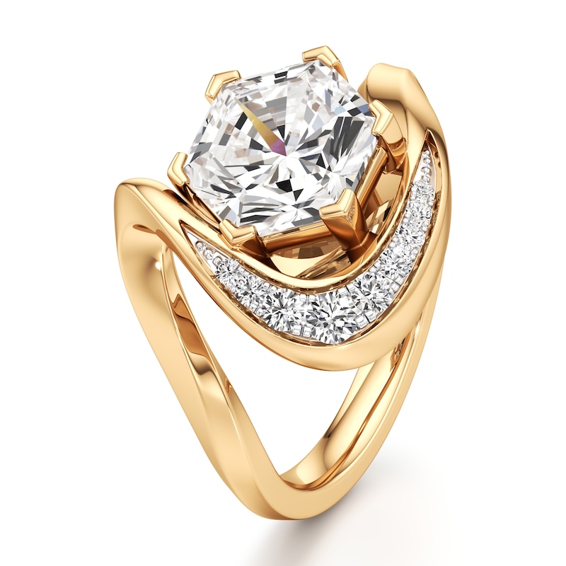 Main Image 4 of J'Lure Hexagon Brilliant-Cut Lab-Grown Diamond Engagement Ring 3 ct tw 18K Yellow Gold