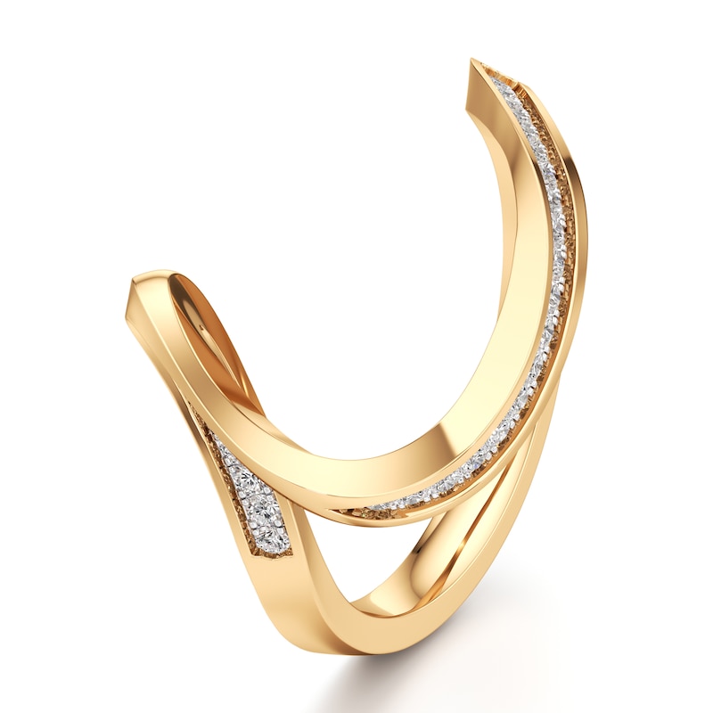 Main Image 4 of J'Lure Lab-Grown Diamond Contour Wedding Band 1/5 ct tw 18K Yellow Gold