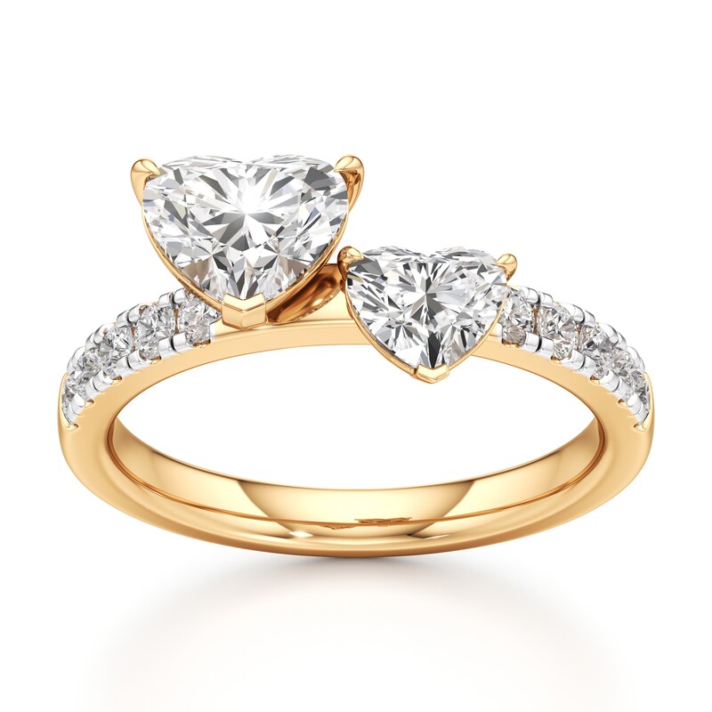 Main Image 1 of J'Lure Heart Brilliant-Cut Two-Stone Lab-Grown Diamond Engagement Ring 1-3/4 ct tw 18K Yellow Gold