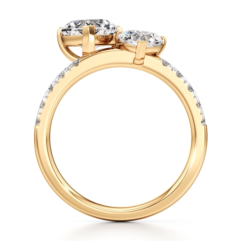 Main Image 2 of J'Lure Heart Brilliant-Cut Two-Stone Lab-Grown Diamond Engagement Ring 1-3/4 ct tw 18K Yellow Gold