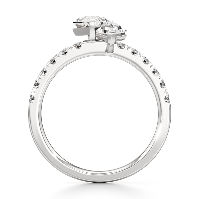 Main Image 2 of J'Lure Kite Step-Cut Two-Stone Lab-Grown Diamond Engagement Ring 1-7/8 ct tw 18K White Gold