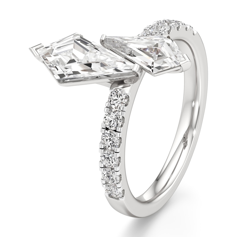Main Image 4 of J'Lure Kite Step-Cut Two-Stone Lab-Grown Diamond Engagement Ring 1-7/8 ct tw 18K White Gold