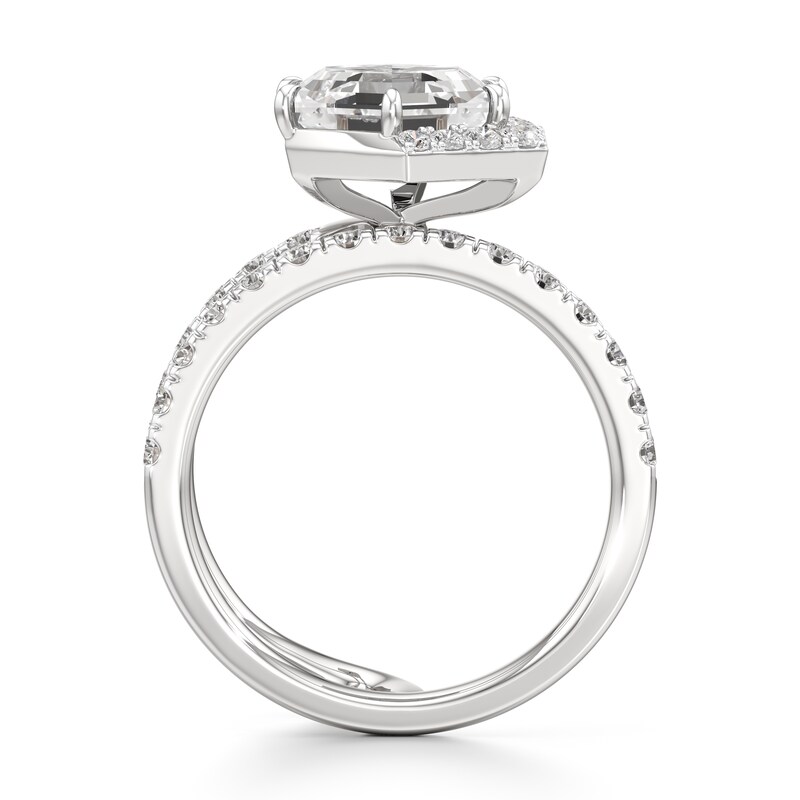 Main Image 2 of J'Lure Hexagon Step-Cut Lab-Grown Diamond Spiral Engagement Ring 3-7/8 ct tw 18K White Gold