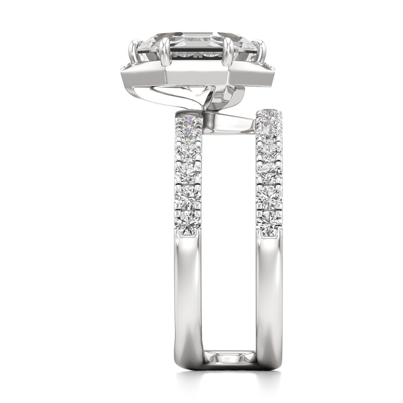 Main Image 3 of J'Lure Hexagon Step-Cut Lab-Grown Diamond Spiral Engagement Ring 3-7/8 ct tw 18K White Gold