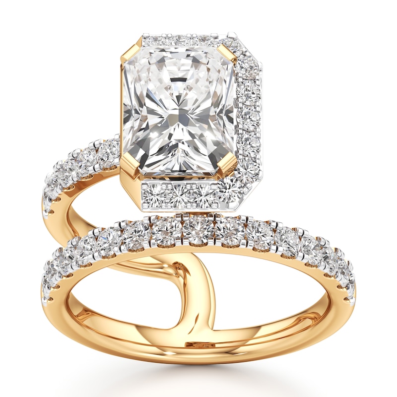 Main Image 1 of J'Lure Radiant Brilliant-Cut Lab-Grown Diamond Spiral Engagement Ring 3-7/8 ct tw 18K Yellow Gold