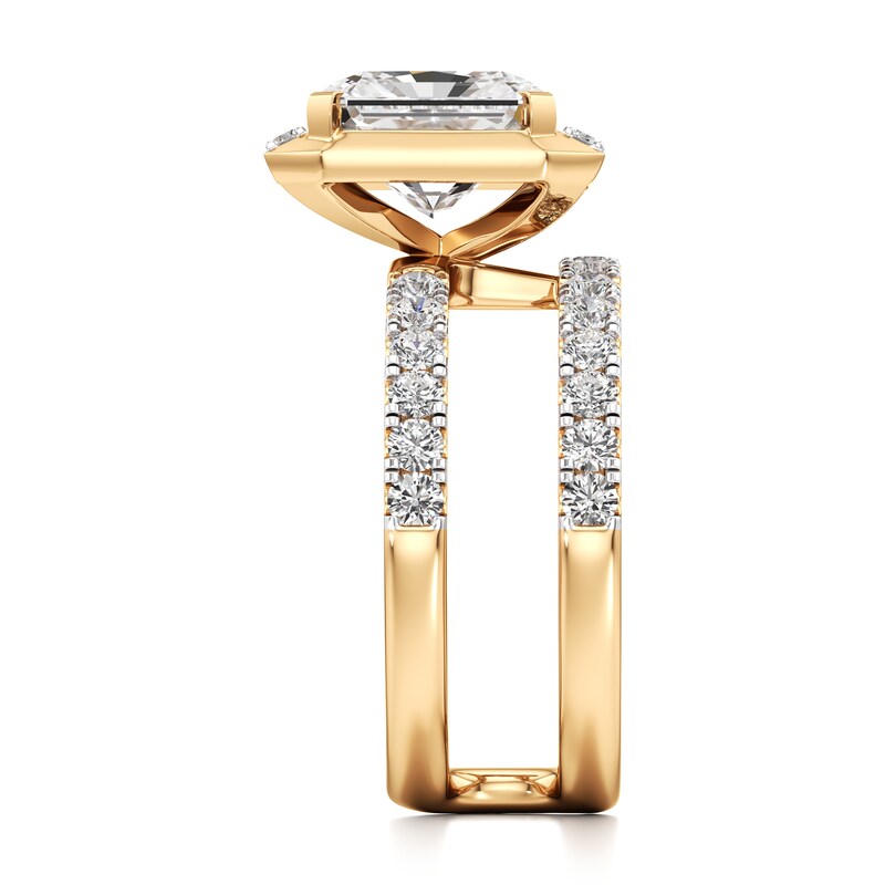 Main Image 3 of J'Lure Radiant Brilliant-Cut Lab-Grown Diamond Spiral Engagement Ring 3-7/8 ct tw 18K Yellow Gold