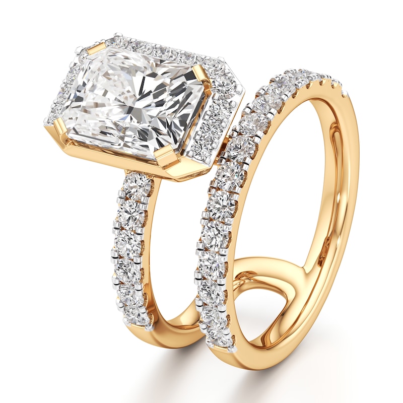 Main Image 4 of J'Lure Radiant Brilliant-Cut Lab-Grown Diamond Spiral Engagement Ring 3-7/8 ct tw 18K Yellow Gold