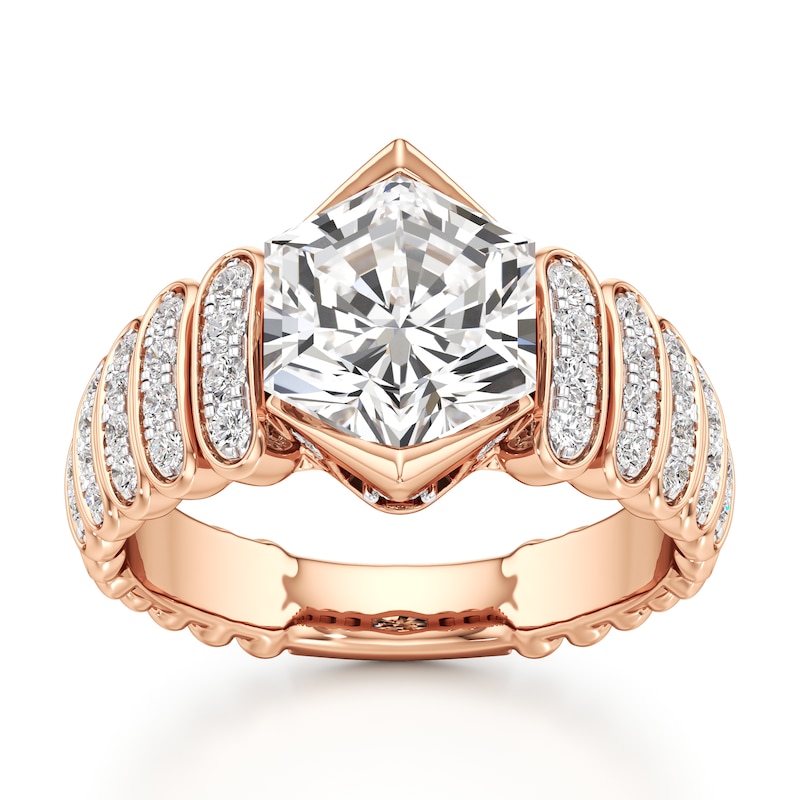Main Image 1 of J'Lure Hexagon Brilliant-Cut Lab-Grown Diamond Engagement Ring 3-1/2 ct tw 18K Rose Gold