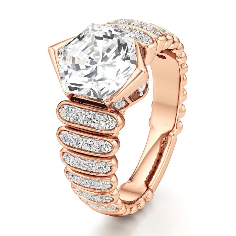 Main Image 4 of J'Lure Hexagon Brilliant-Cut Lab-Grown Diamond Engagement Ring 3-1/2 ct tw 18K Rose Gold