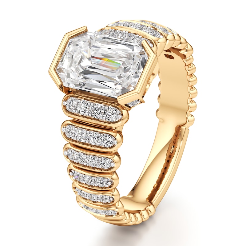 Main Image 4 of J'Lure Imperial-Emerald Step-Cut Lab-Grown Diamond Engagement Ring 2-3/8 ct tw 18K Yellow Gold