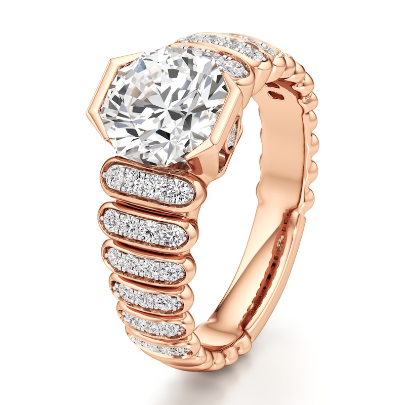 Main Image 4 of J'Lure Octagon Brilliant-Cut Lab-Grown Diamond Engagement Ring 2-1/3 ct tw 18K Rose Gold