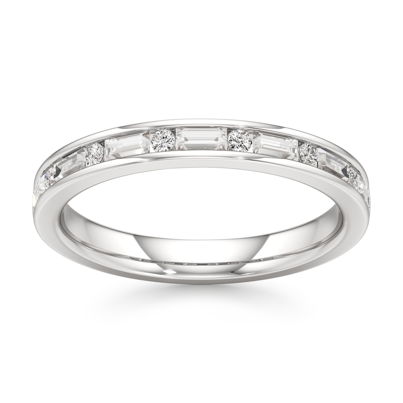 Main Image 1 of J'Lure Baguette & Round-Cut Lab-Grown Diamond Wedding Band 3/8 ct tw 18K White Gold