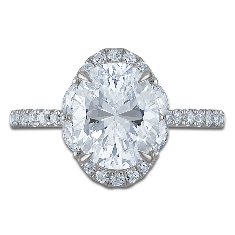 Main Image 3 of Vera Wang VOW Oval-Cut Lab-Grown Diamond Halo Engagement Ring 3 ct tw 14K White Gold