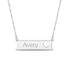 Thumbnail Image 1 of Engravable Name Bar Necklace with Heart Cutout 14K White Gold 18"